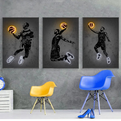 Neon Basketball Icon Posters