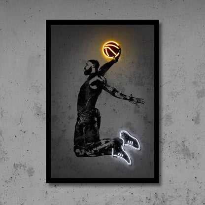 Neon Basketball Icon Posters