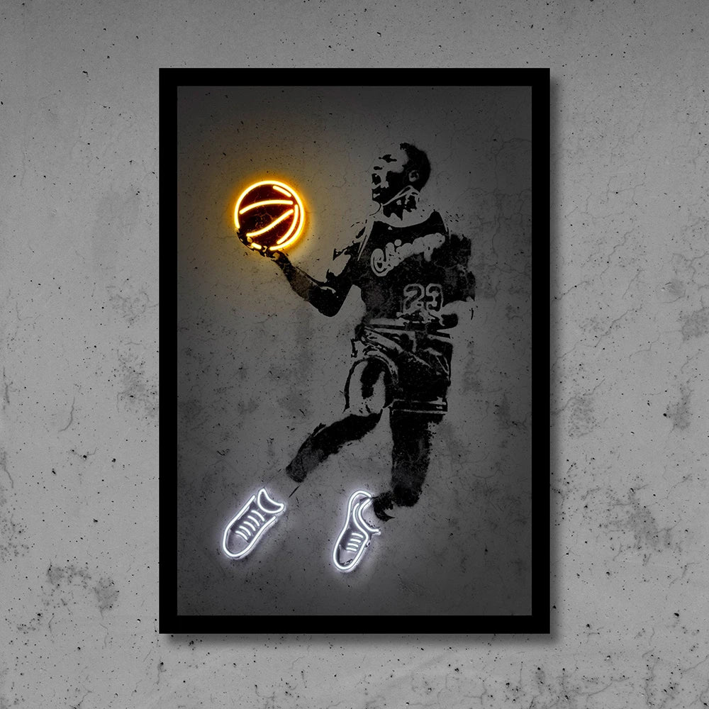 Neon Basketball Icon Posters