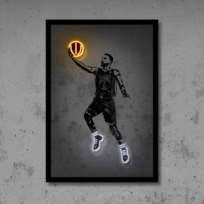 Neon Basketball Icon Posters